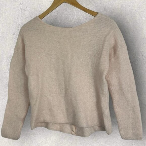 Sezane Gaspard Kid Mohair Alpaca Reversible Knit Sweater Ecru White Small Boho S - Picture 5 of 13